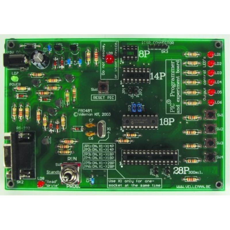 VELLEMAN K8048RS PIC PROGRAMMER & EXPERIMENT BOARD KIT.