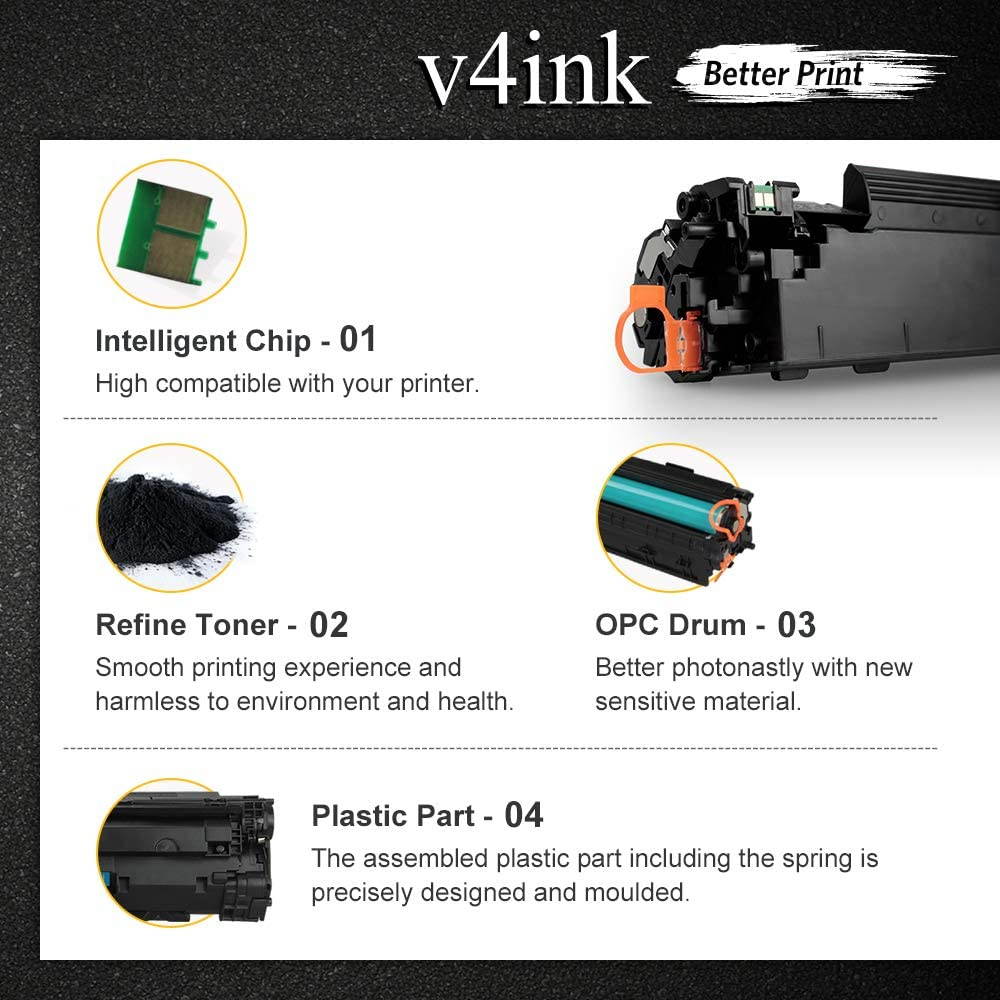 V4INK Compatible CF283X Toner Cartridge Replacement for HP 83X CF283X 83A CF283A for use in HP Laserjet Pro MFP M127fw M127fn M125nw M201dw M201n M225dn M225dw M125a Series Printer (Black, 2 Pack)
