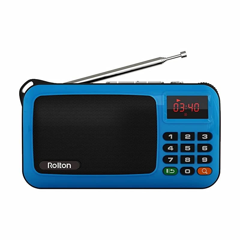 W405 Portable Mini FM Radio Speaker Music Player TF Card for PC iPod Phone with LED Display Blue