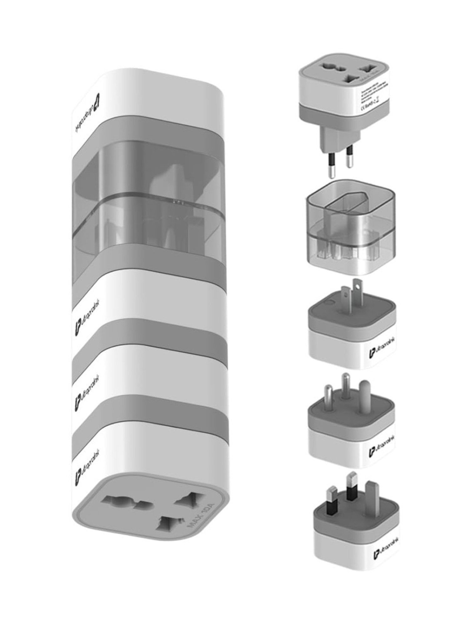 ULTRAPROLINK UM1164 World Travel Adapter Plugs 10A-2500W, Pack of 4 (White)