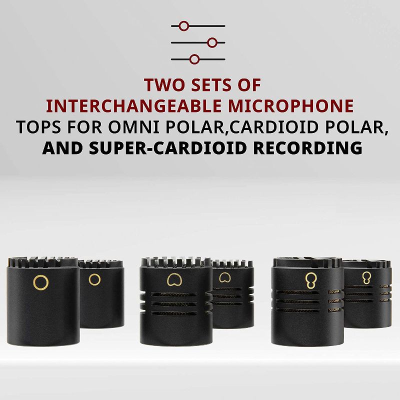 LyxPro SDPC-2 Stereo Pair of Pencil Condenser Stick Instrument Microphone Pair - Interchangeable Omni, Cardioid & Super Cardioid Capsules Included