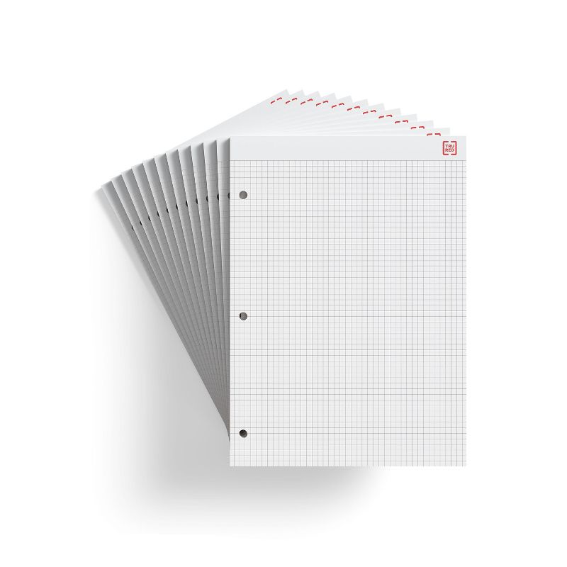 TRU RED Notepads, 8.5" x 11.75", Graph Ruled, White, 50 Sheets/Pad TR57341