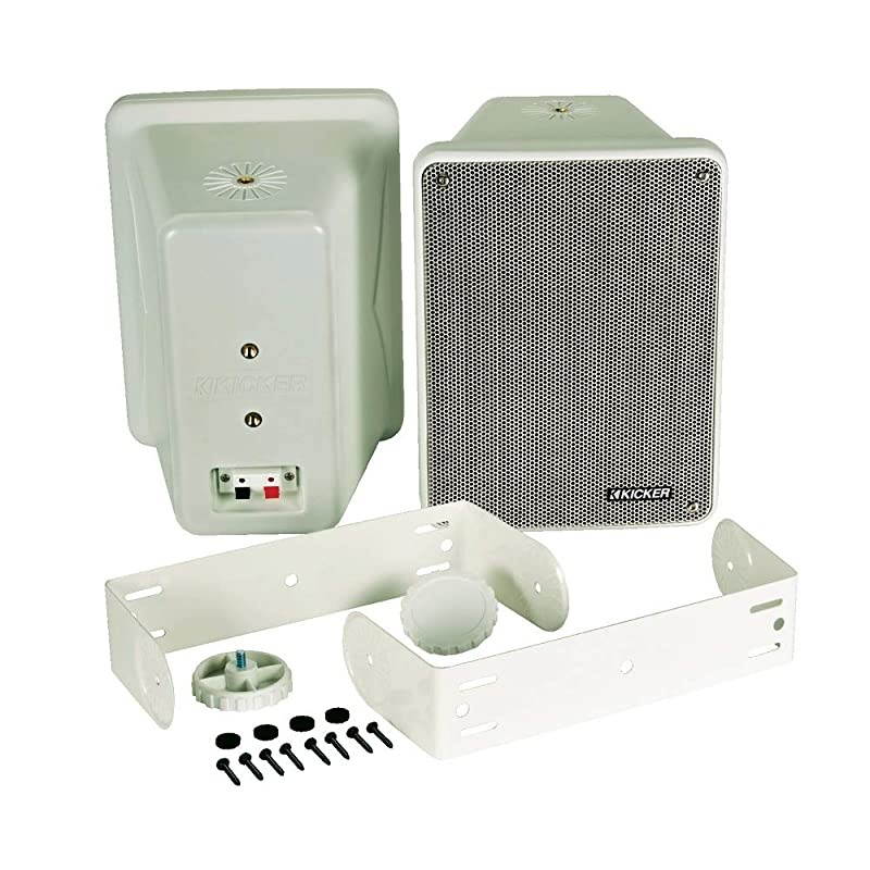 KB6 2Way Full Range Indoor Outdoor Speakers Pair | Weatherproof Speakers for Patio Sunroom Garage Poolside inHome | 65 inch woofer 2x5 inch Horn Tweeter | Quick Mounting System