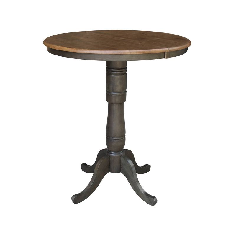 36" James Round Extendable Dining Table with 4 Barstools Tan/Washed Coal - International Concepts