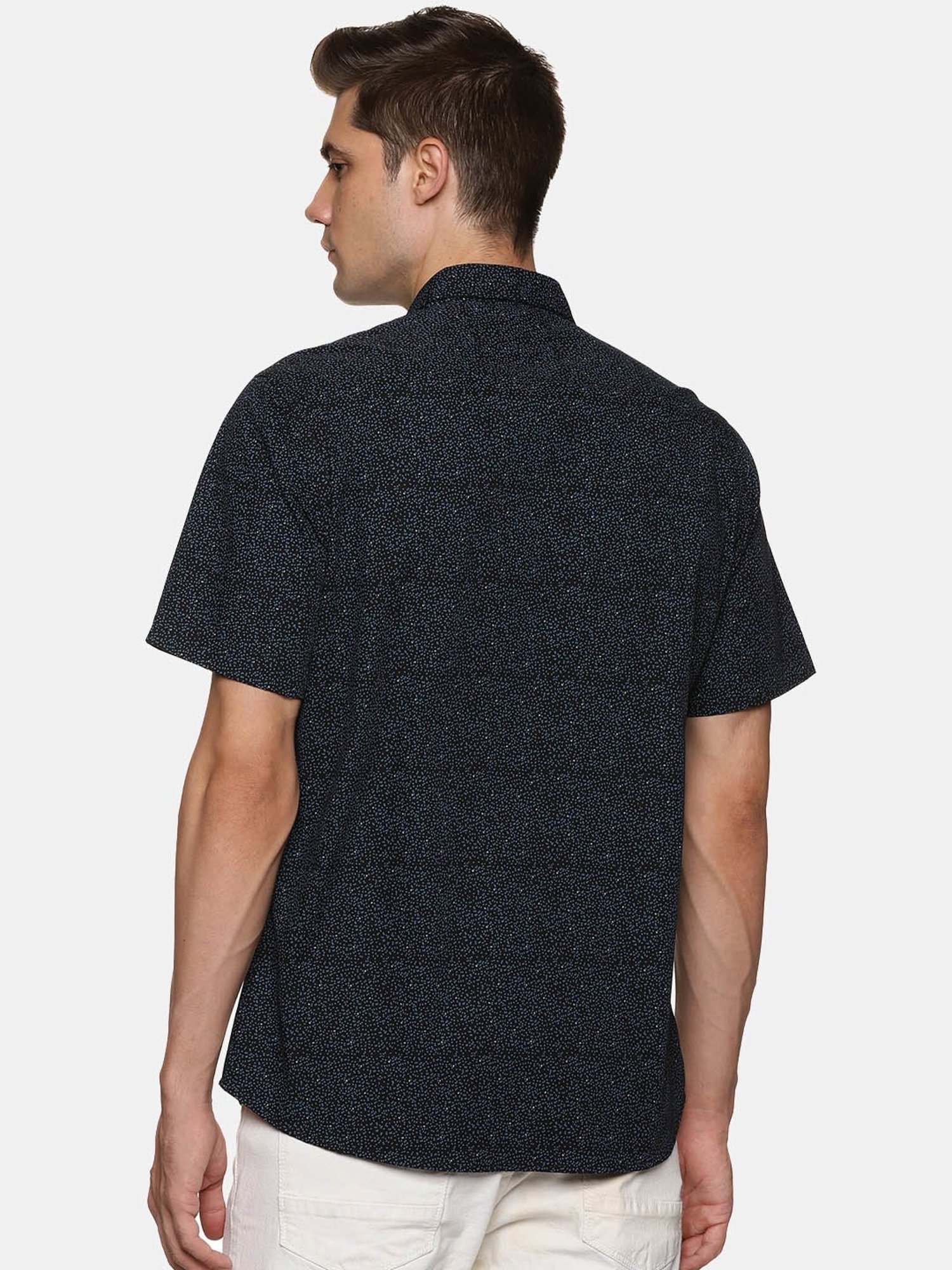 Don Vino Navy Regular Fit Printed Shirt