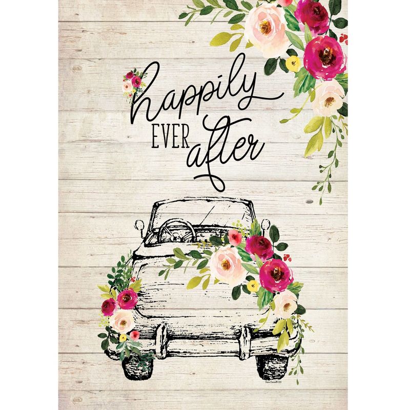Home & Garden 18.0" Happily Ever After Wedding Car Flowers Custom Decor  -  Flags