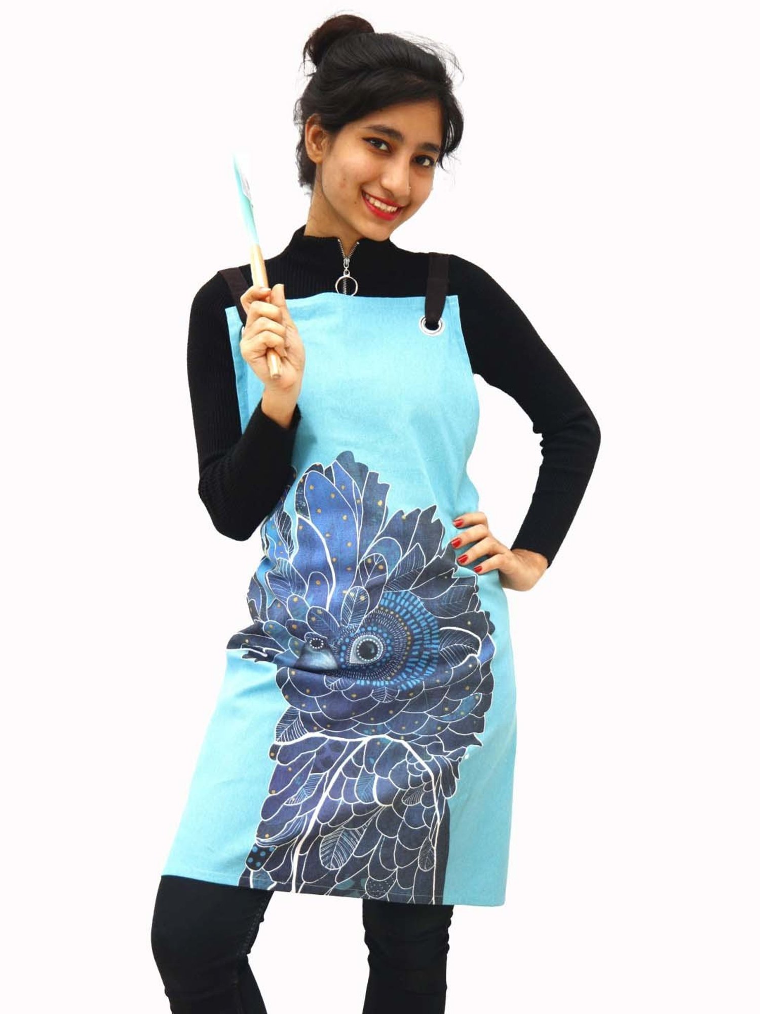 Ariana Aqua Cotton Kitchen Apron