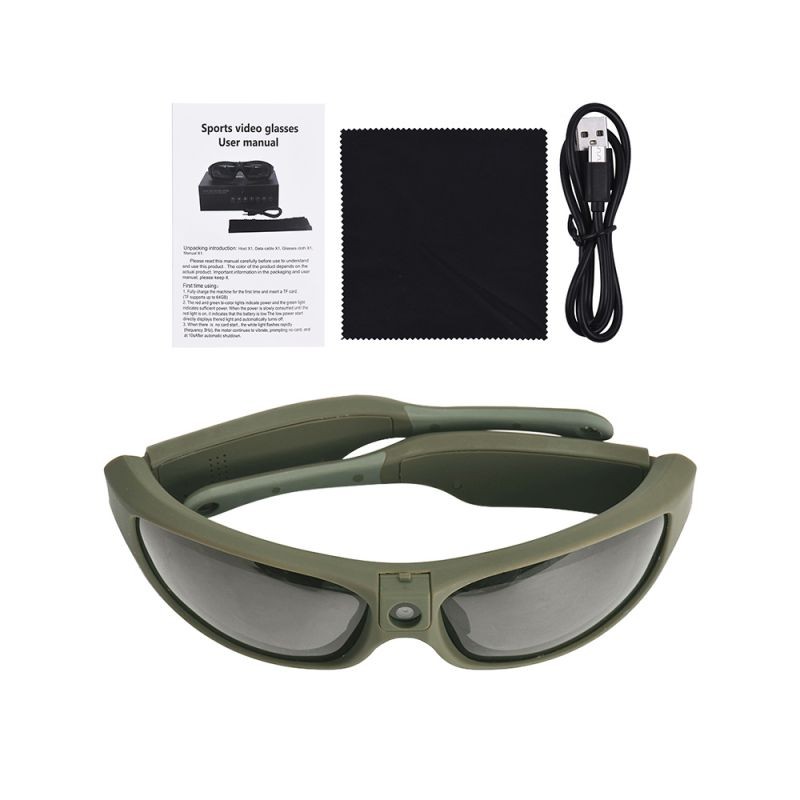 Sunshine IP55 Waterproof Smart Video Recording Sunglasses 1080P FHD Outdoor Sports Action Camera with Polarized UV Protection Safety Lenses Sport Design