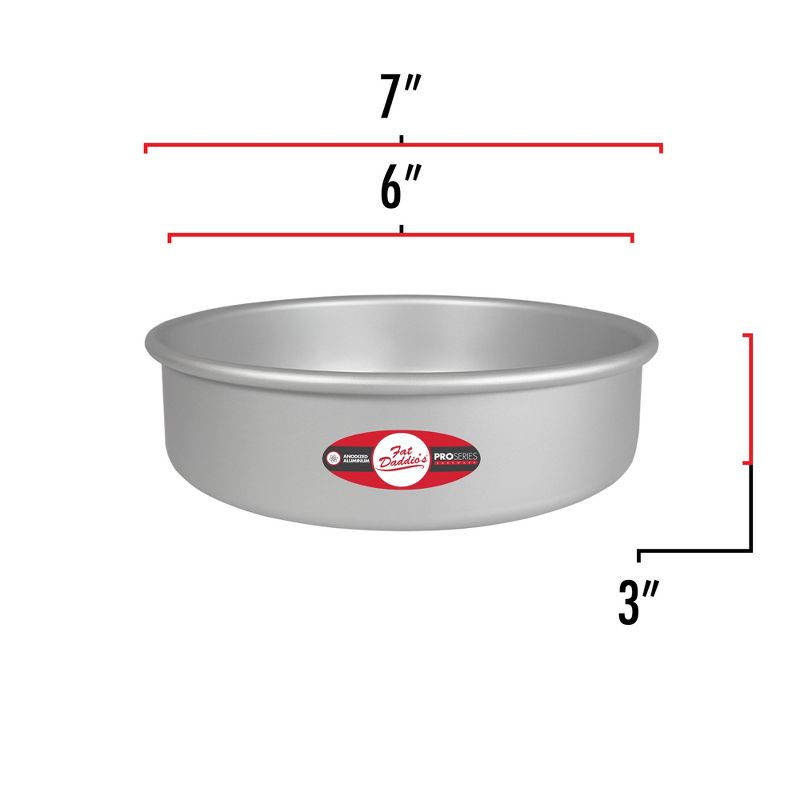Fat Daddio's PRD-63 Anodized Aluminum Round Cake Pan with Solid Bottom, 6 x 3"