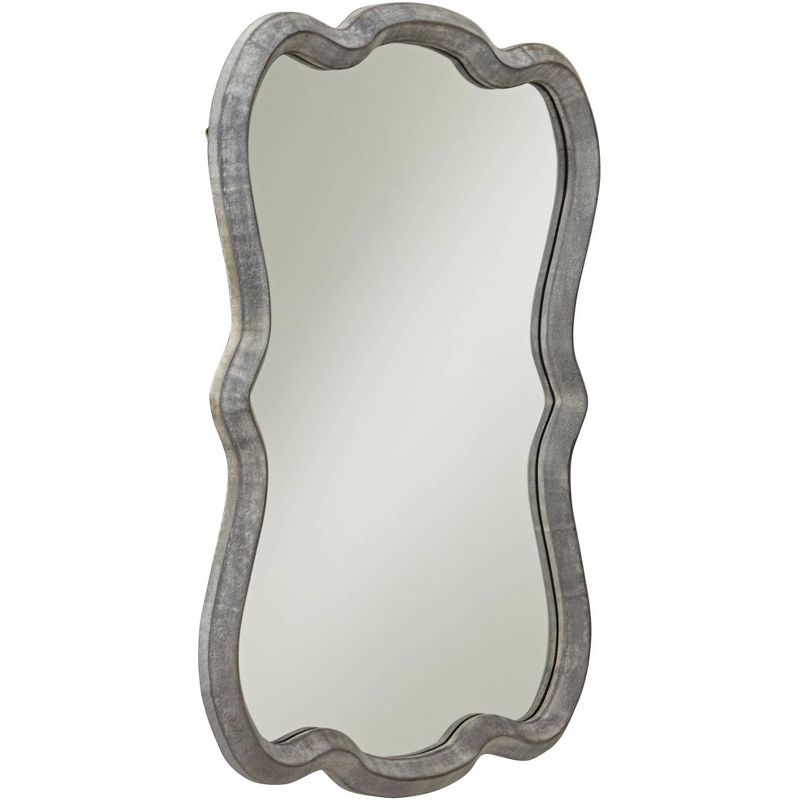 Noble Park Gemma Distressed Silver 25" x 36" Scallop Edge Wall Mirror