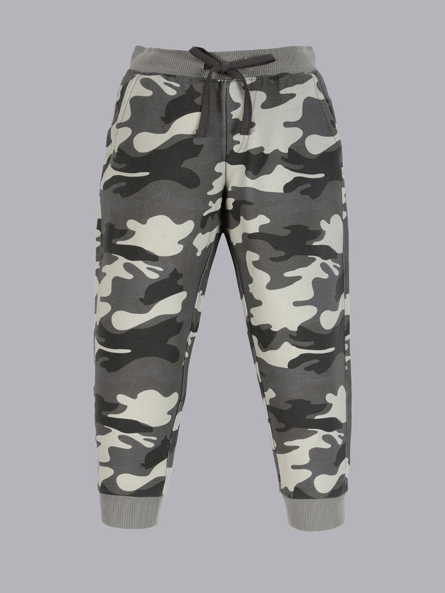 Plum Tree Boys Grey Camouflage Print Full Sleeves T-Shirt with Joggers