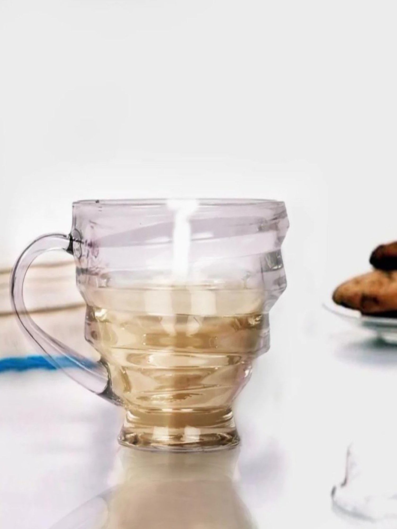 The Artment White Glass Minimalist Crinkled Teacups - Set of 6