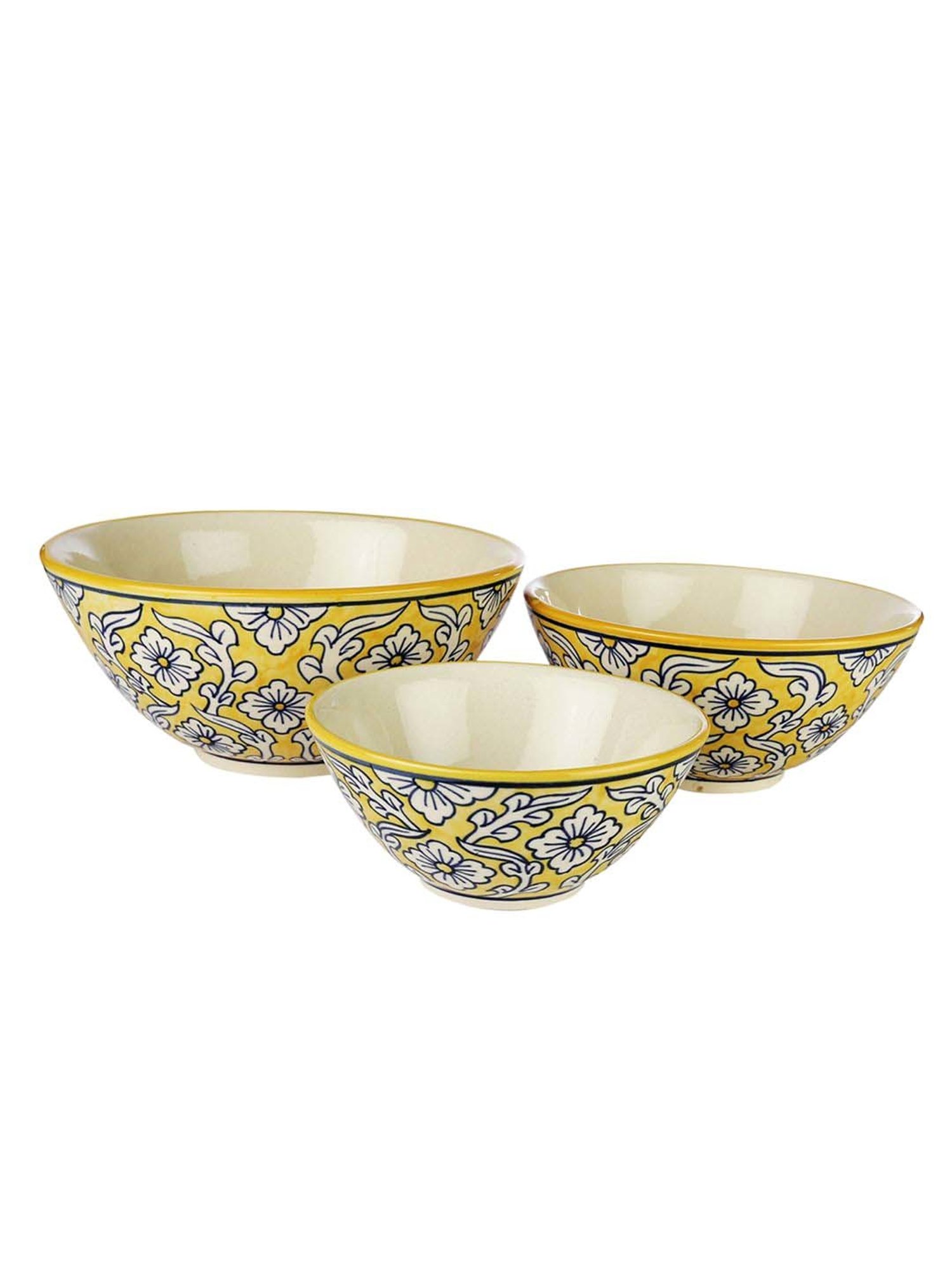 VarEesha Manohar Yellow Ceramic Serving Bowl - Set of 3