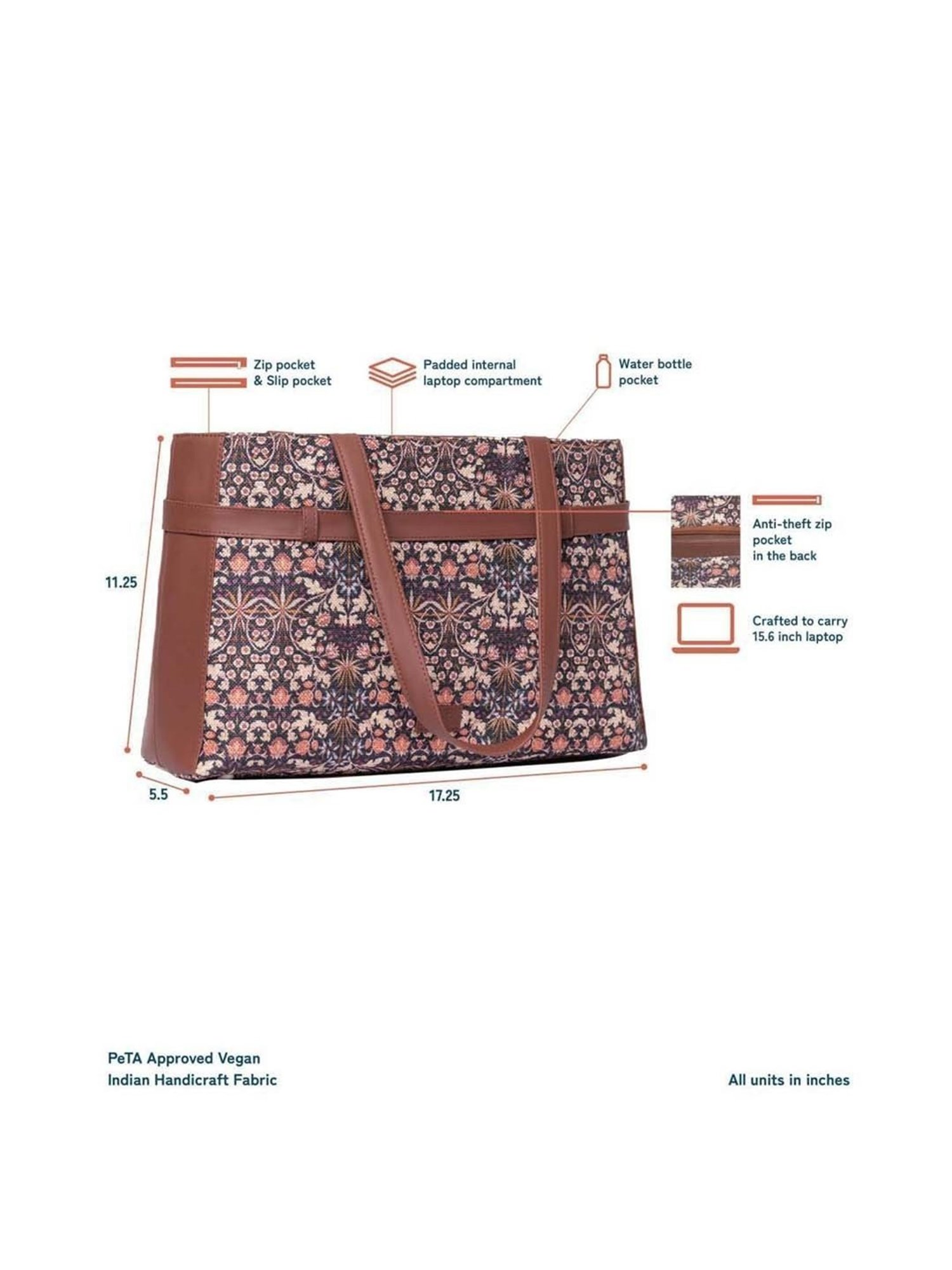 ZOUK Multicolor Printed Large Laptop Tote Handbag