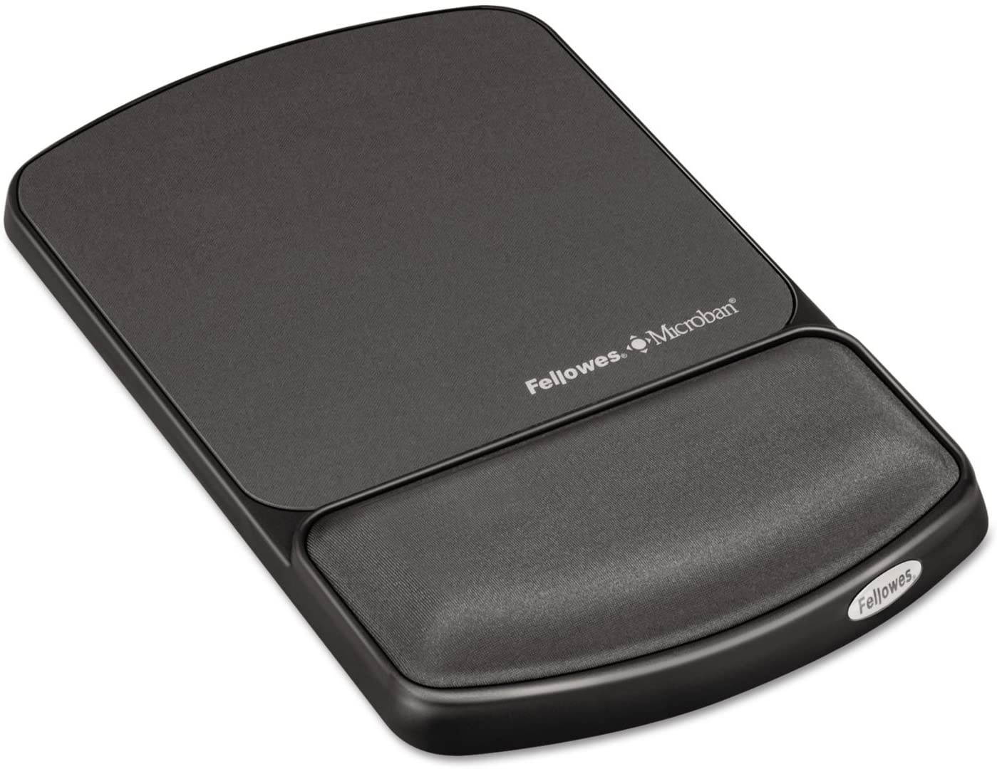 Fellowes Mouse Pad/Wrist Support with Microban Protection - 0.9quot; x 6.8quot; x 10.1quot; - Graphite - Polyester, Gel, Lycra