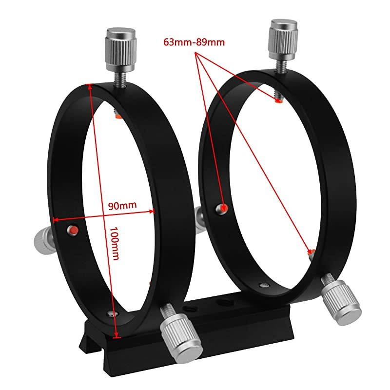 Adjustable Guiding Scope Ring Set with Plate 90 mm Inside Diameter Pair for Telescope Tube Diameter or Finders 63 to 89mm