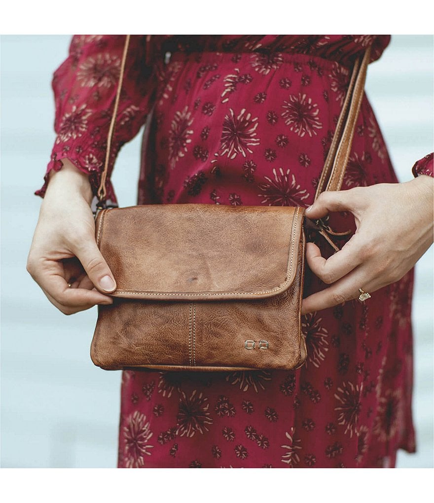 Bed Stu Ziggy Flap Closure Tanned Leather Crossbody Bag