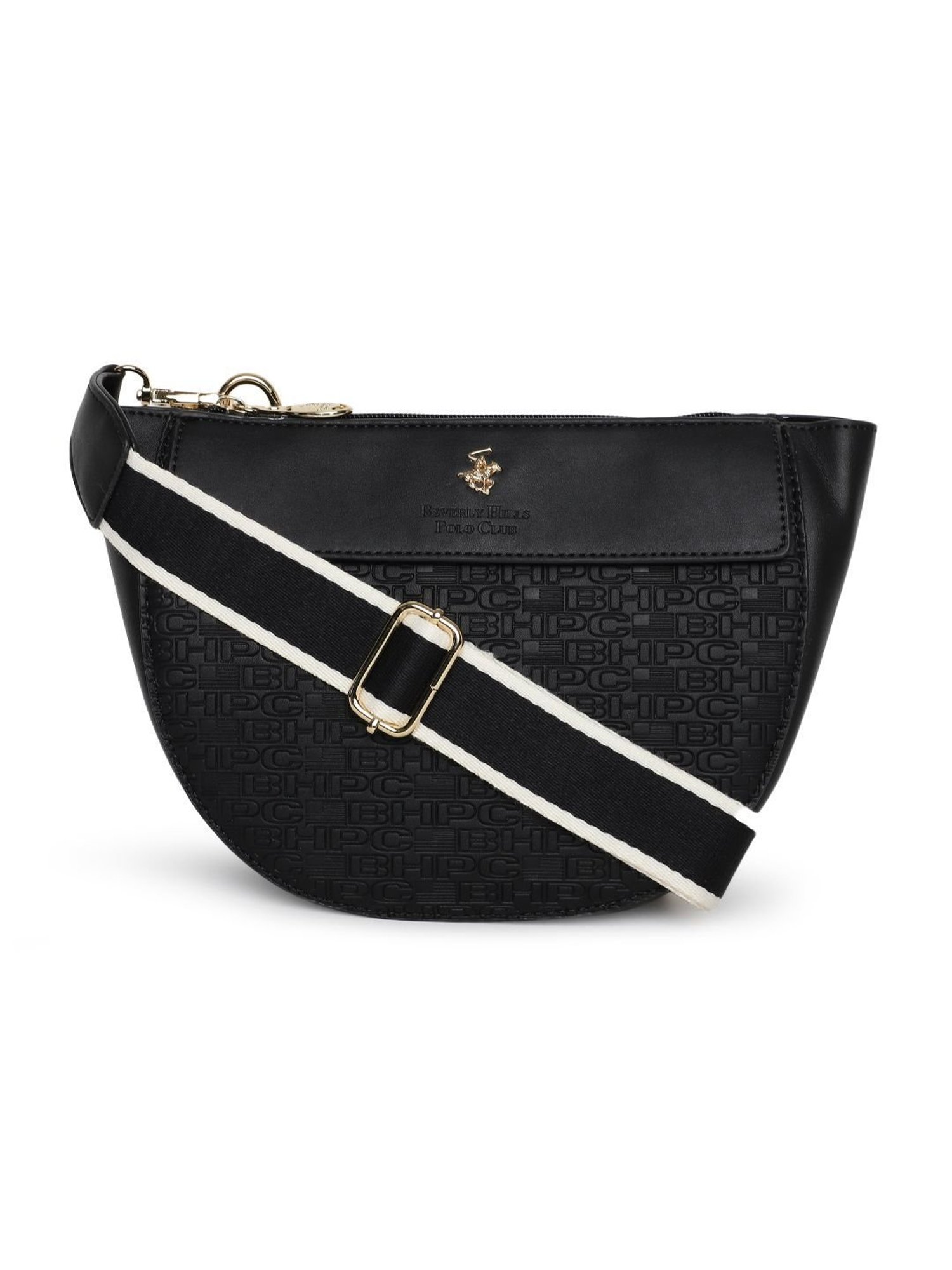 Beverly Hills Polo Club Black Textured Medium Cross Body Bag