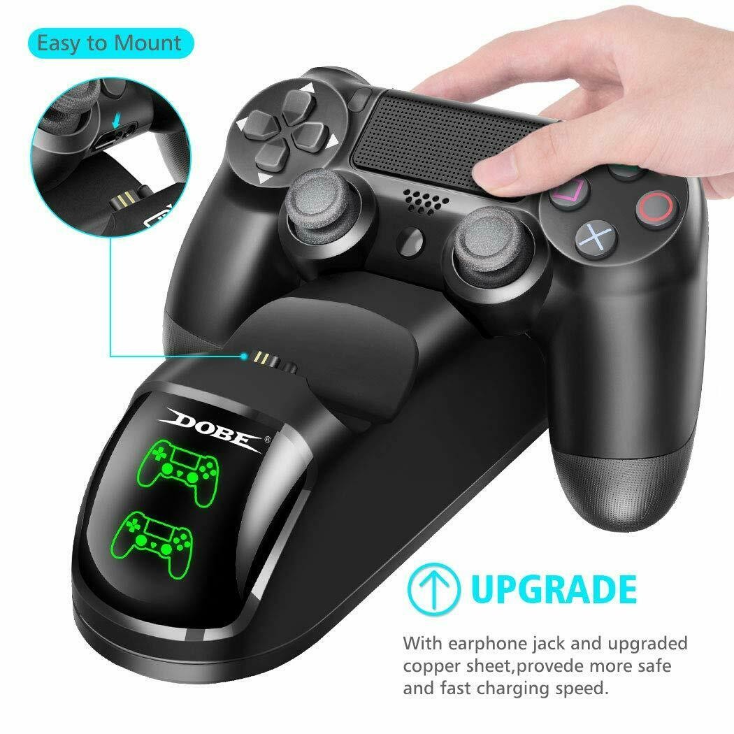 PS4 Controller Fast Charger, Controller USB Charging Station Dock for DualShock 4, PlayStation 4 Charging Station for Sony Playstation4 / PS4 / PS4 Slim / PS4 Pro Controller-Black