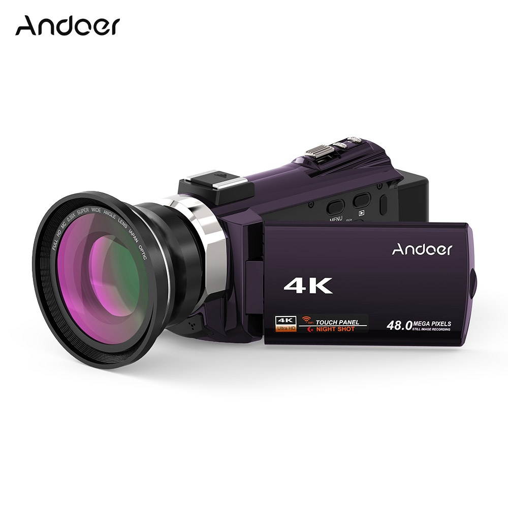 Andoer 4K 1080P 48MP WiFi Digital Video Camera Camcorder Recorder with 0.39X Wide Angle Macro Lens Novatek 96660 Chip 3inch Capacitive Touchscreen IR Infrared Night Sight 16X Zoom Cold Shoe Support