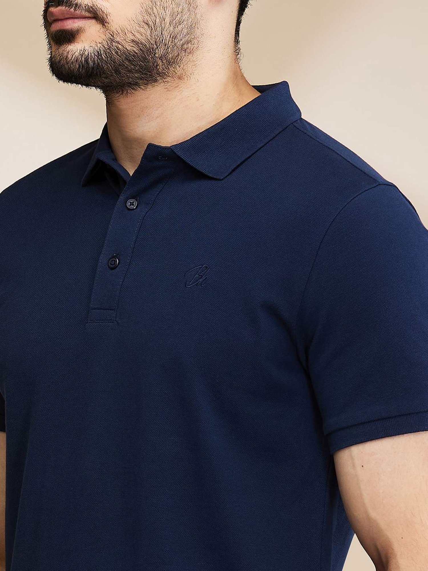 Being Human Navy Regular Fit Polo T-Shirt