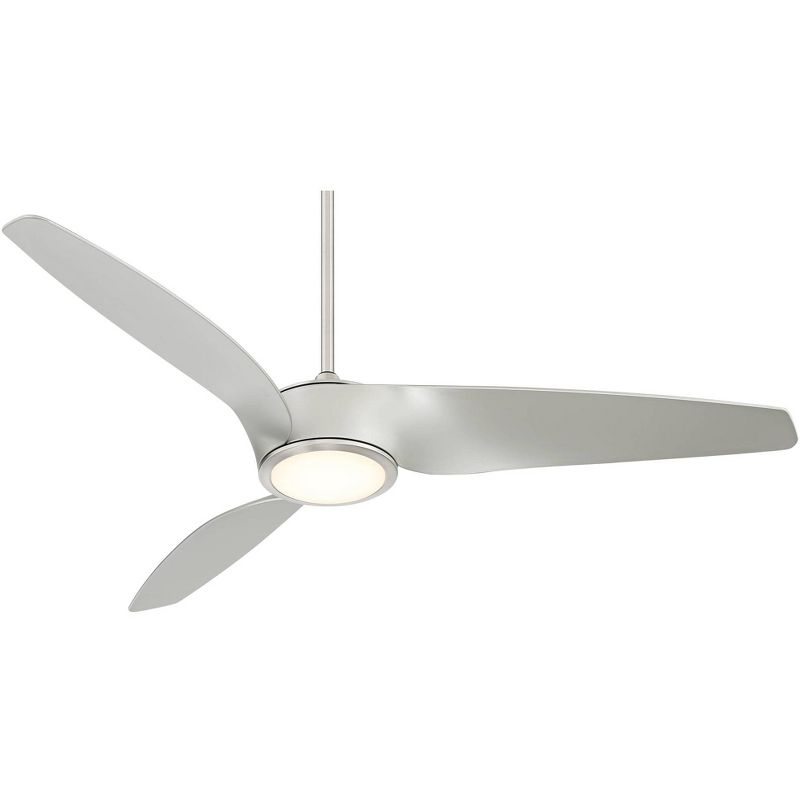 56" Casa Vieja Farmhouse 3 Blade Ceiling Fan with Light LED Remote Dimmable Brushed Nickel House Bedroom Living Room Home Kitchen