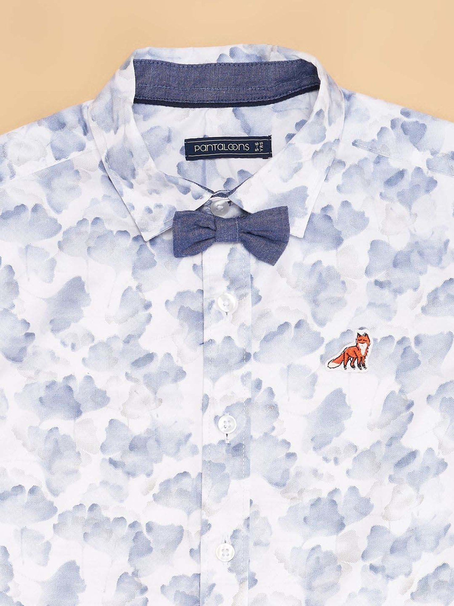 Pantaloons Baby Kids Bright White Cotton Printed Full Sleeves Shirt