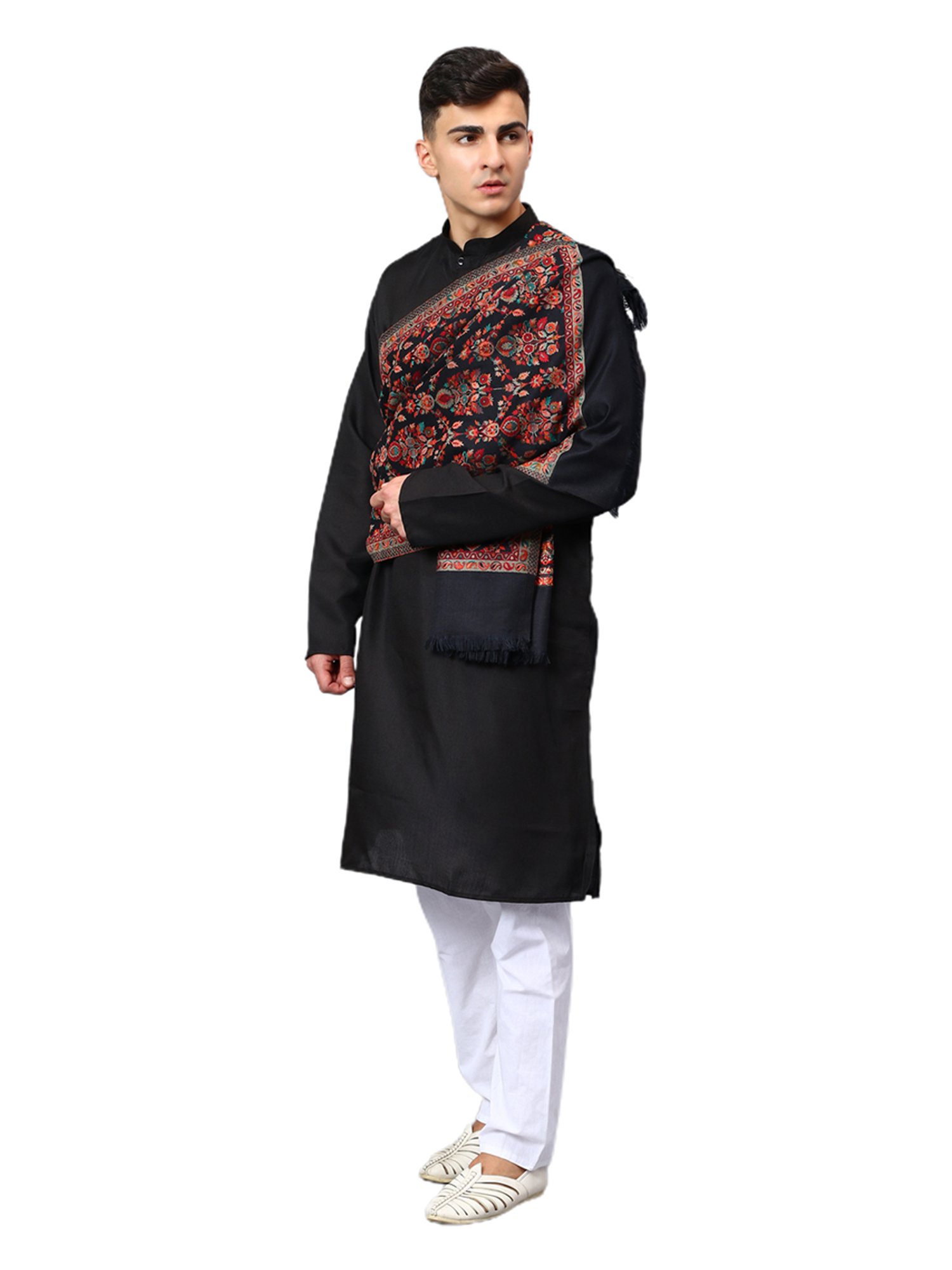 Aditi Wasan Black Floral Jacquard Stole