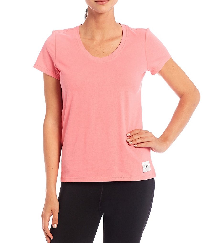 Calvin Klein Performance Logo Patch Short Sleeve V-Neck Tee