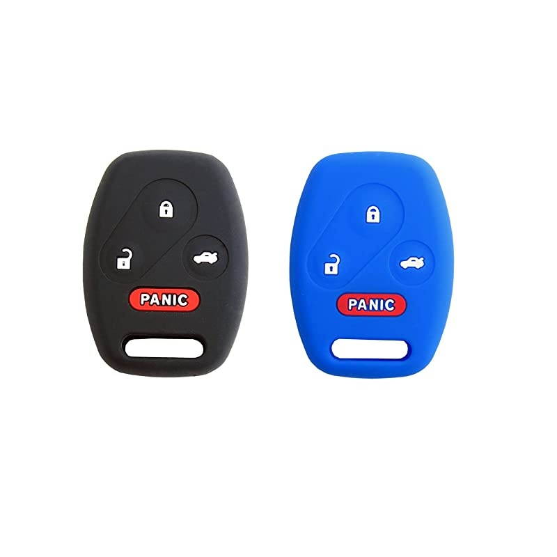 Autotech Remote Key Silicone Rubber Keyless Entry Shell Case Fob and Key Skin Cover fit for Honda Accord Civic CRV Element Pilot (1 Pair) (Black+Blue)