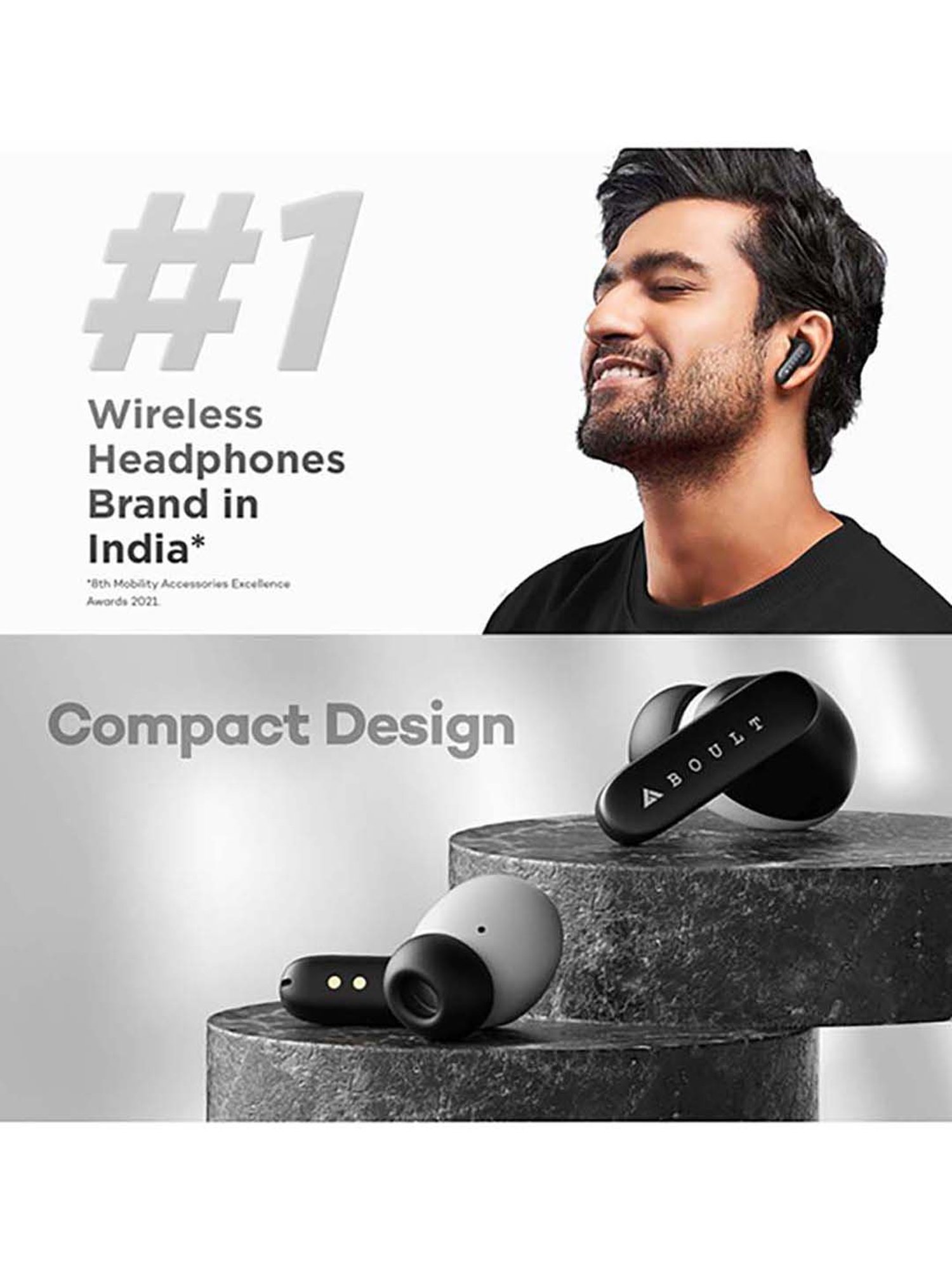 Boult Audio AirBass Y1 True Wireless Bluetooth Earbuds with Mic (Black)