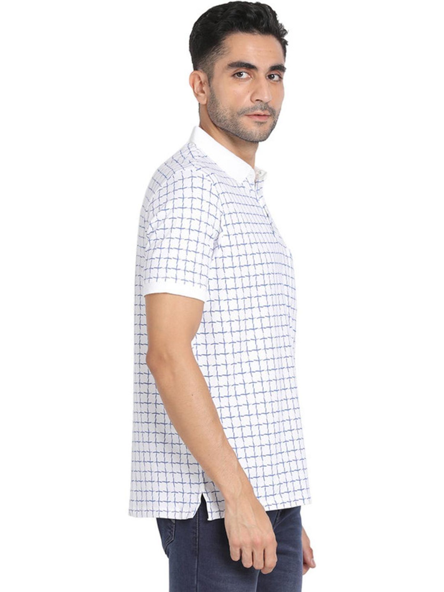 Turtle White Slim Fit Printed Polo T-Shirts