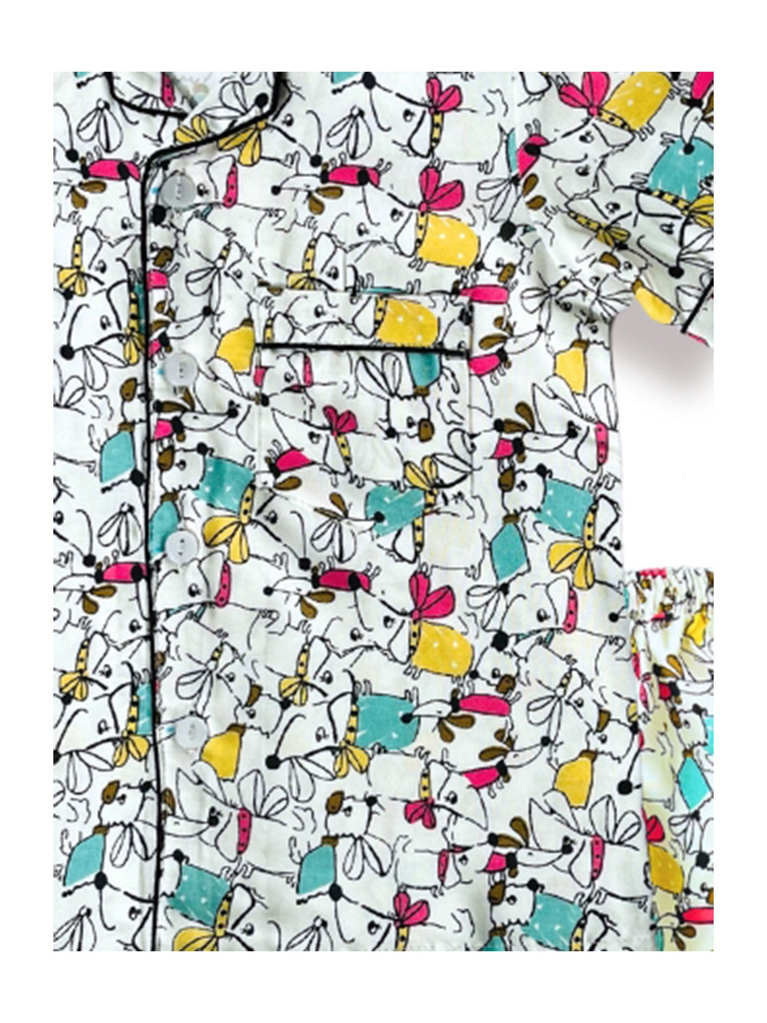 Tippy Top Girls White Printed Shirt with Pants