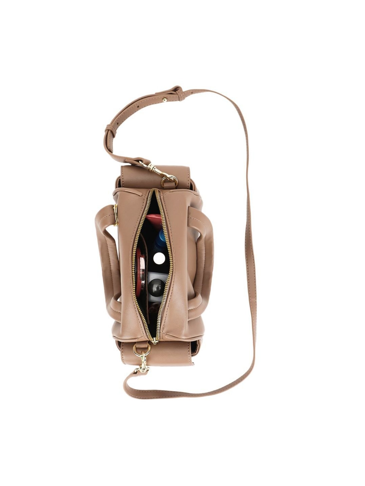 Tyra Sofia Taupe Solid Faux Leather Handbag