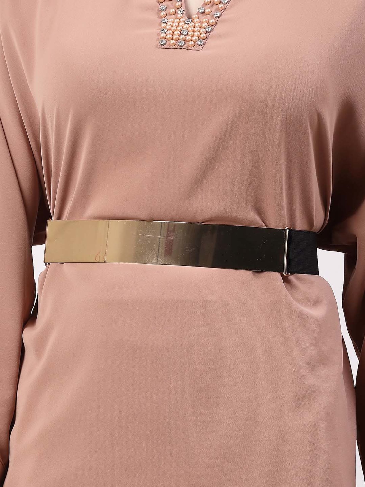 NVR Circular Gold Plated Adjustable Broad Belt for Women