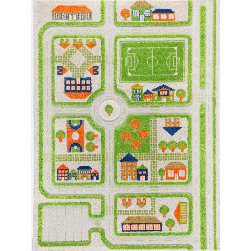 IVI World 3D Play Carpet 71 x 52.5-inch Educational Green Traffic Soft Floor Rug Mat for Bedroom, Kids Den, or Playroom, Large