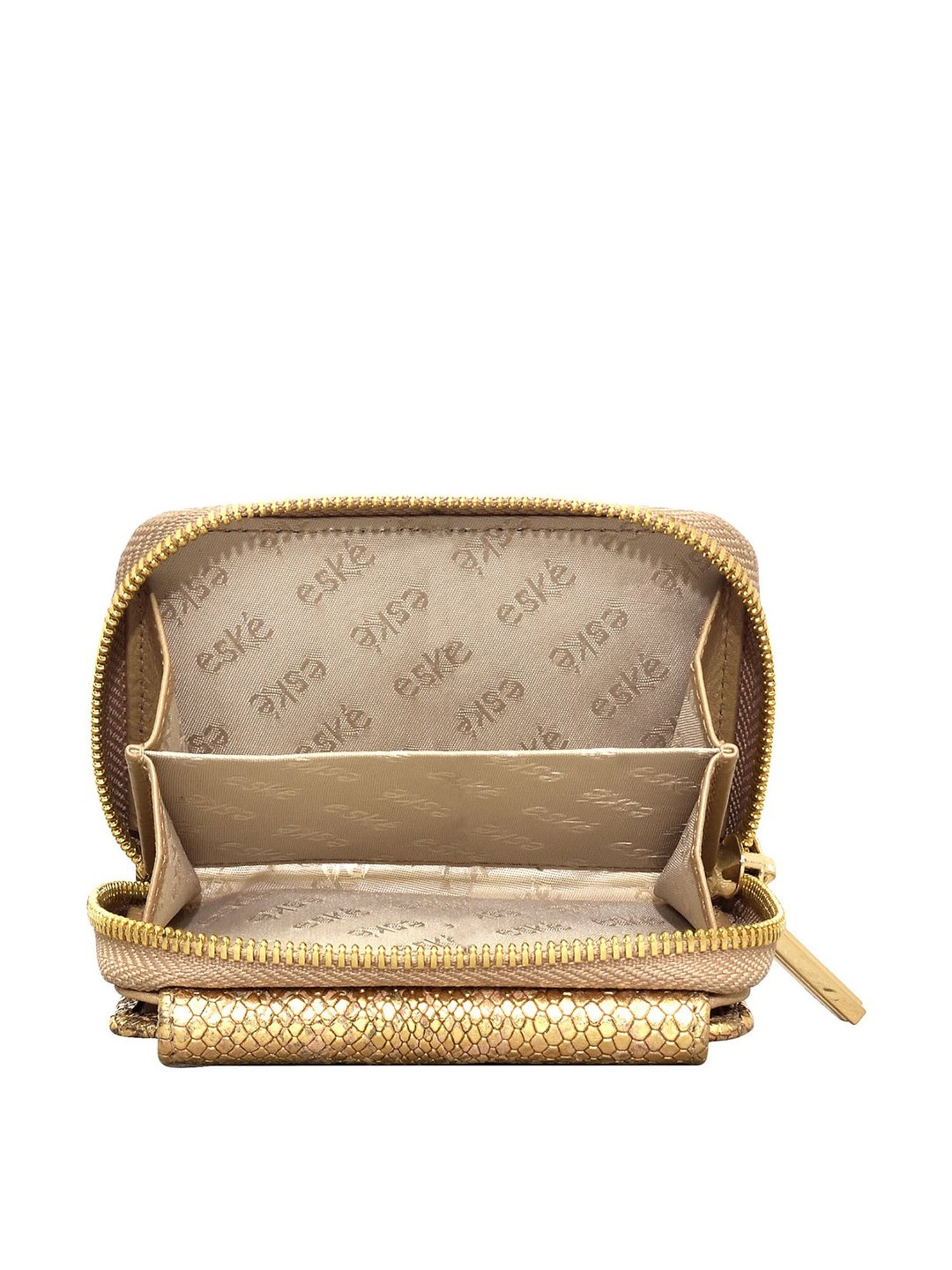 Eske Gold Printed Zip Around Wallet for Women