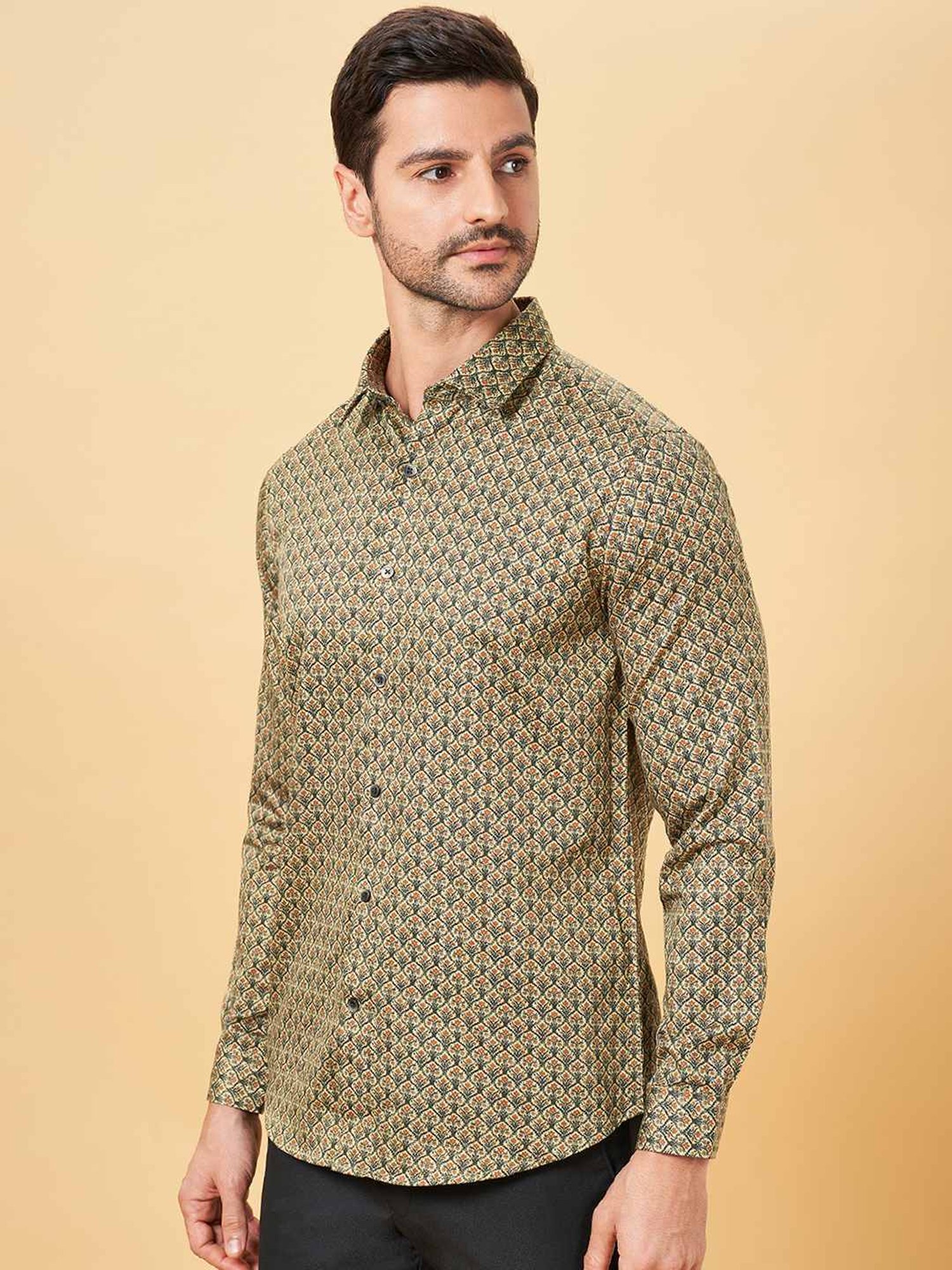 Peregrine by Pantaloons Aurora Cotton Slim Fit Printed Shirt
