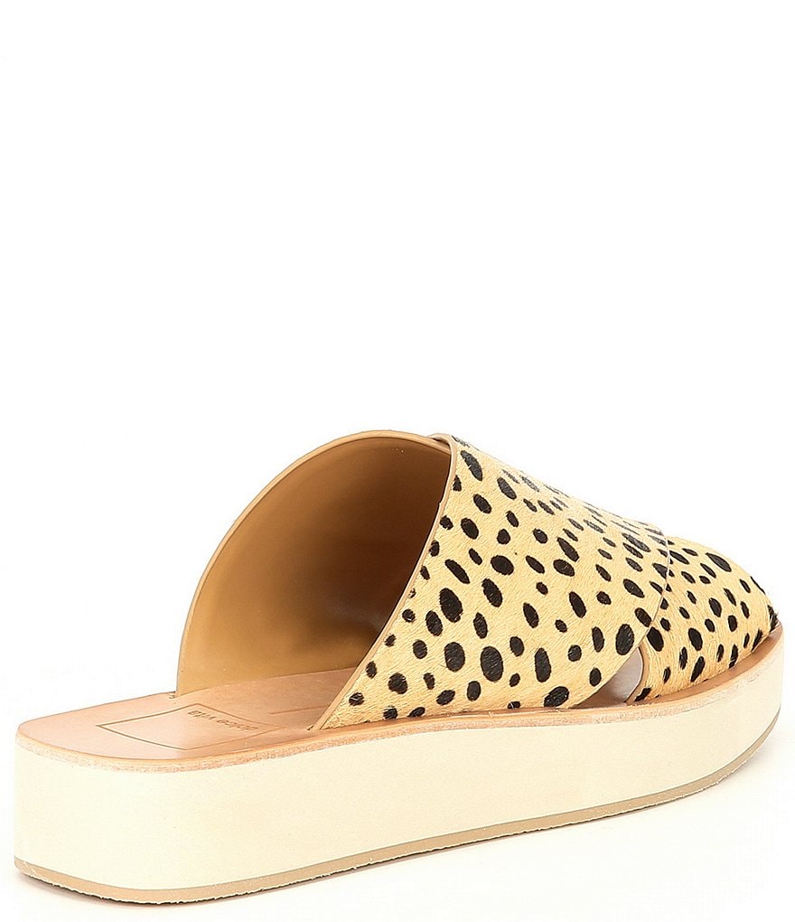 Dolce Vita Capri Leopard Print Calf Hair Cross Band Platform Slides