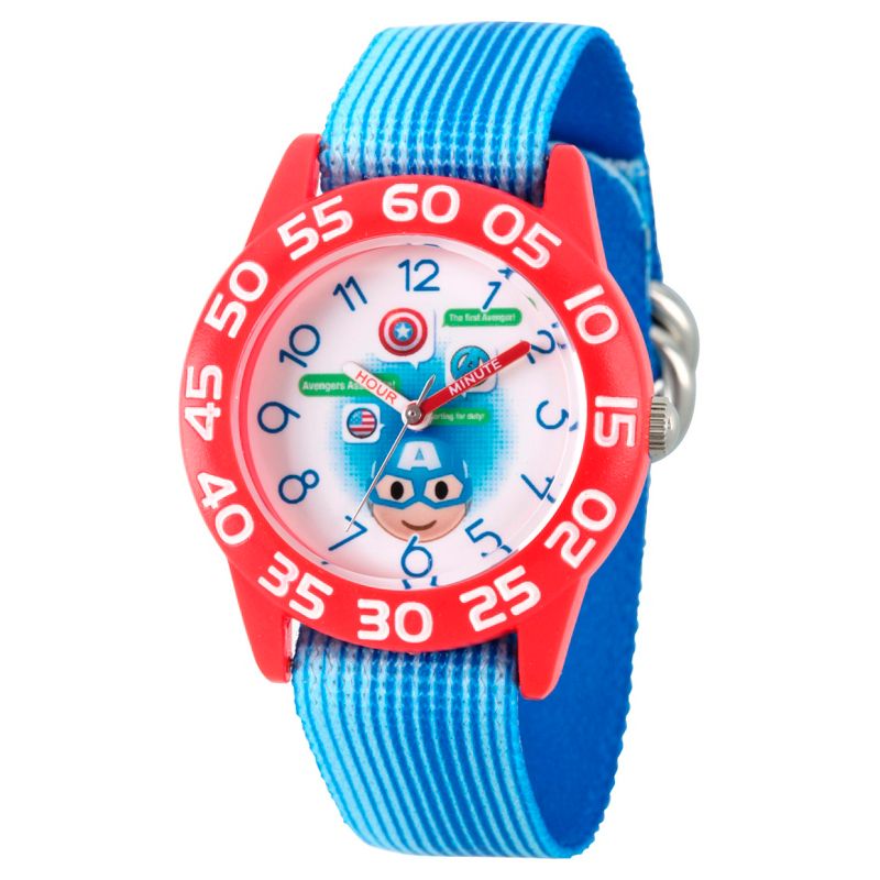 Boys' Marvel Emoji Captain America  Plastic Time Teacher Watch - Blue