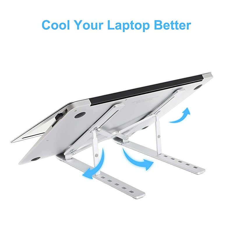 Adjustable Laptop Tablet Stand Foldable Aluminum Desktop Laptop Riser Compatible with All Laptops iPad Tablet up to 156 inches Silver