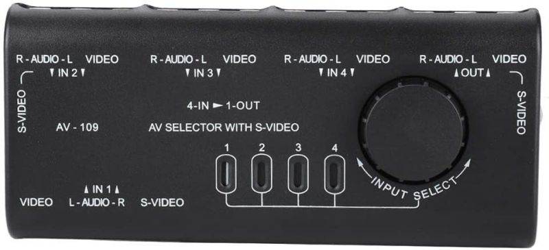 SOONHUA Shockproof Audio and Video Converter 4 in 1 Out Switcher 4 Way Splitter Suitable for Home Video Game Projector