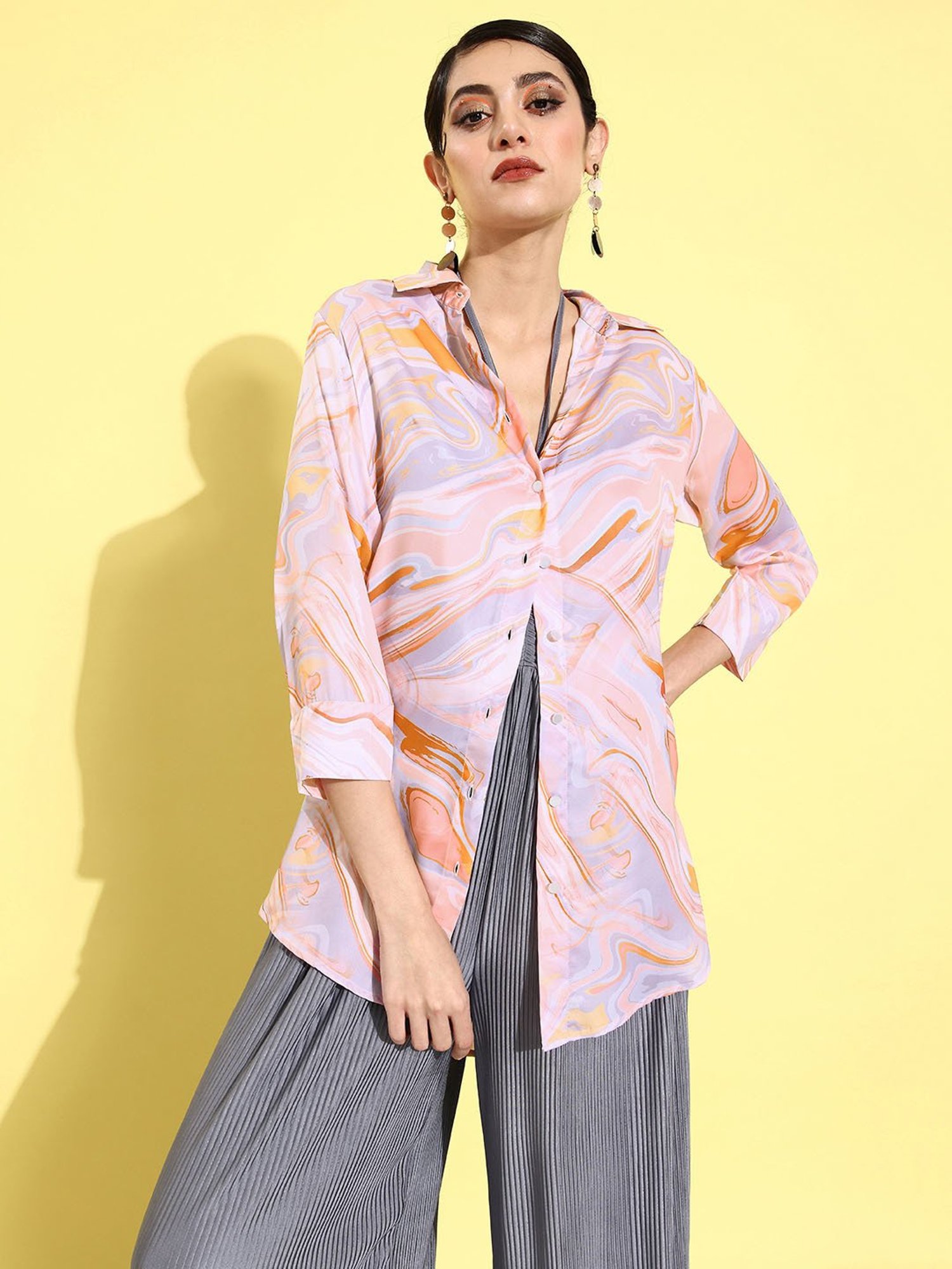 Anvi Be Yourself Pink Printed Shirt