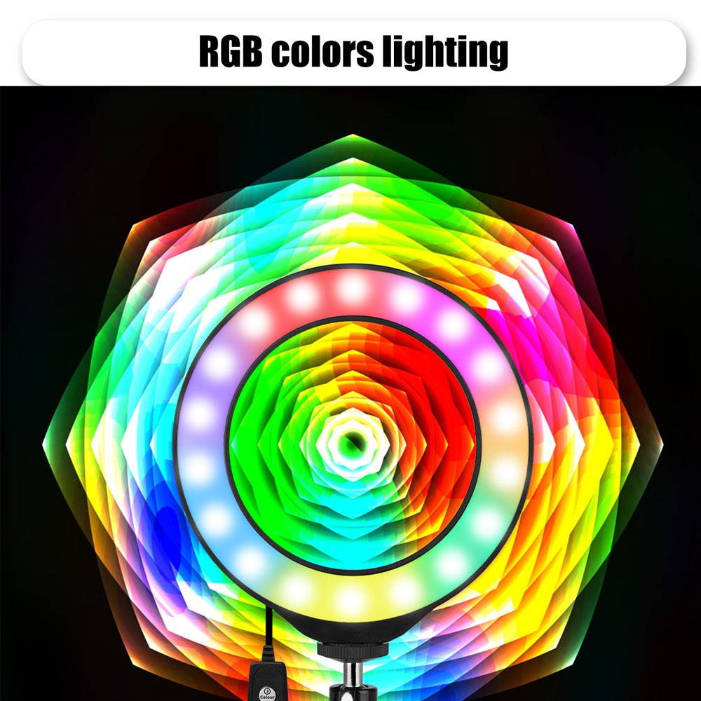 Vivitar Vlog Essentials 12 Inch Full Color RGB LED Ring Light 360&deg; Rotation with 2 Phone Cradles Remote and 63" Light Stand