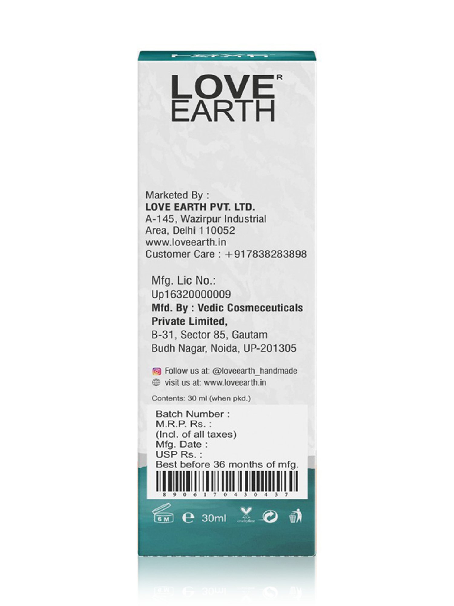 Love Earth 10% Niacinamide Serum - 30 ml