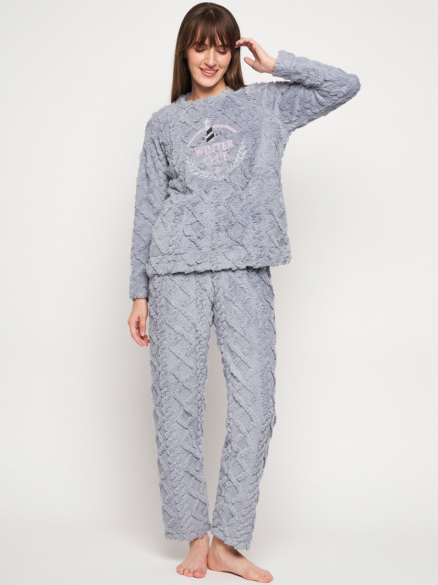 MADAME M Secret Grey Graphic Print Sweatshirt With Pyjamas
