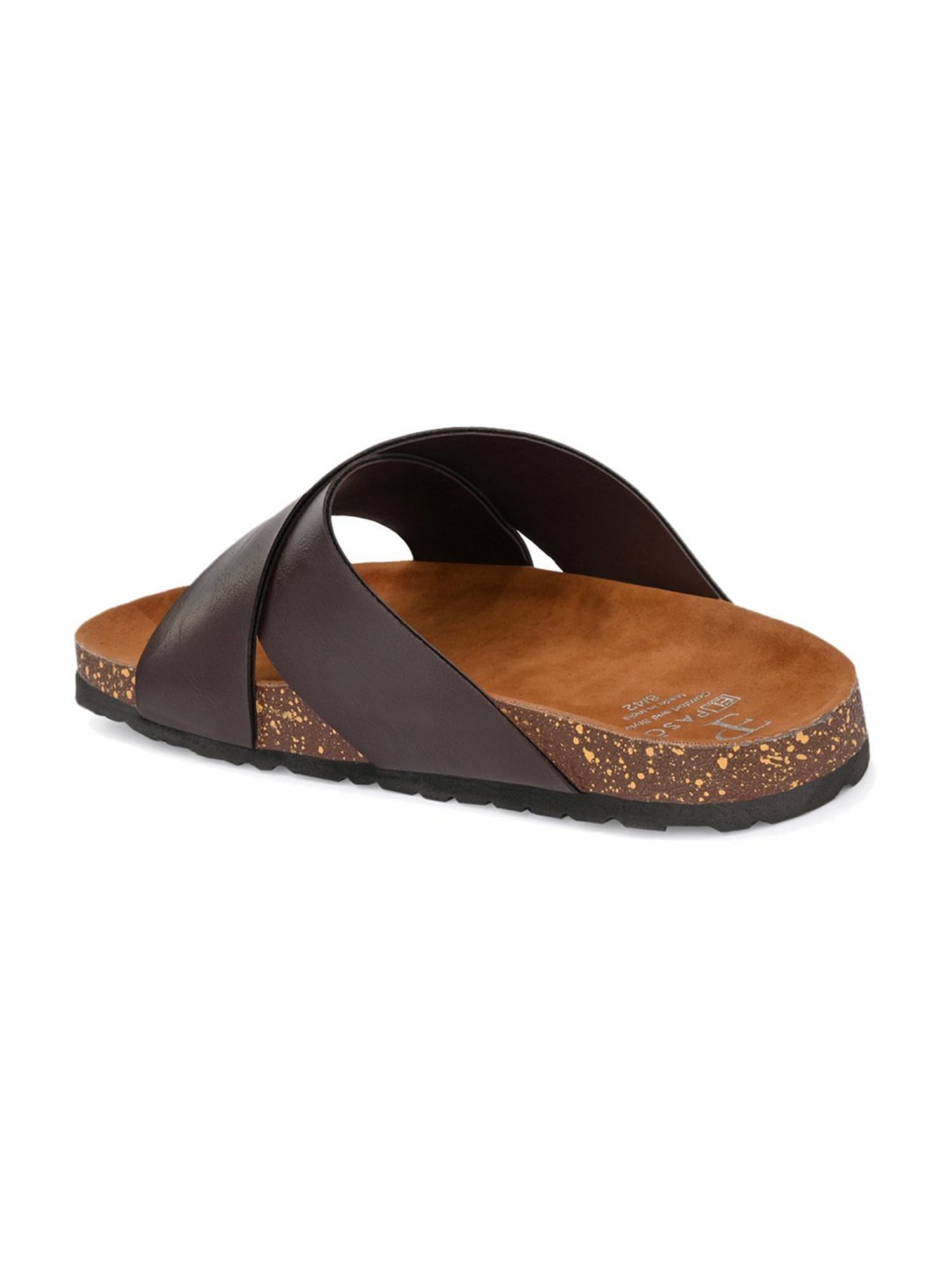 El Paso Men's Brown Cross Strap Sandals
