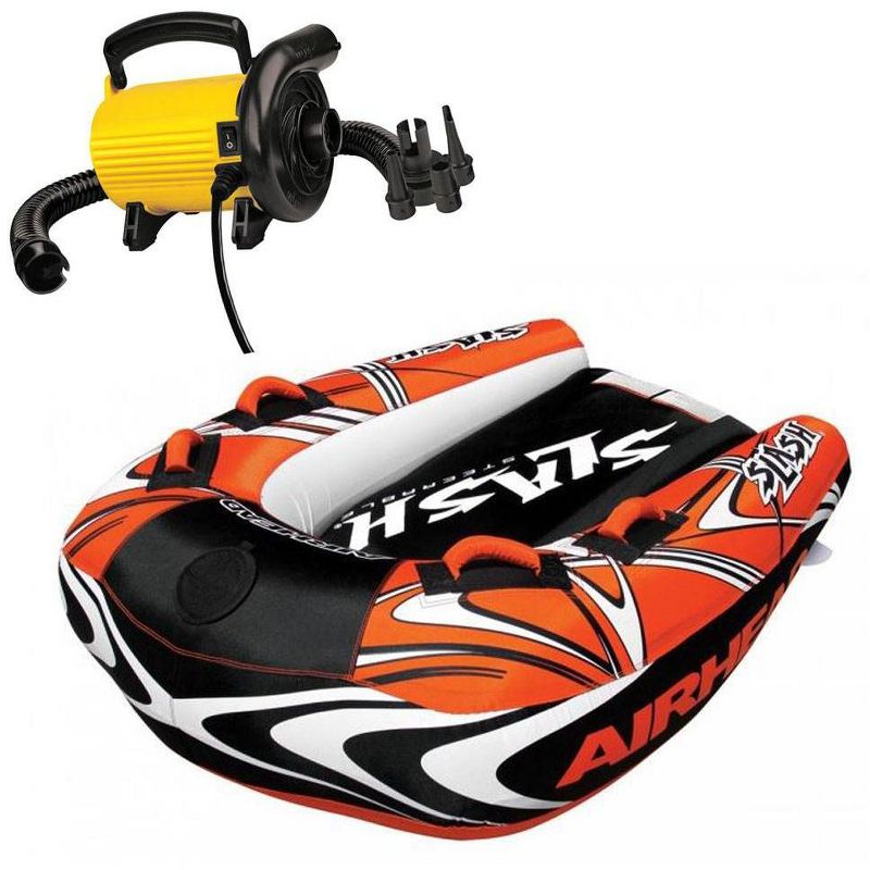 Airhead Slash II Double Rider Inflatable Boat + SportsStuff Electric Air Pump