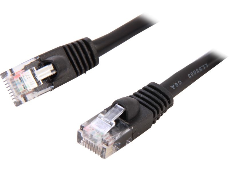 Cat 6 Ethernet Cable 50 ft Black Long Internet Network Cable High Speed Flat LAN Cable RJ45 Cord for Gaming Switch Modem Router Coupler