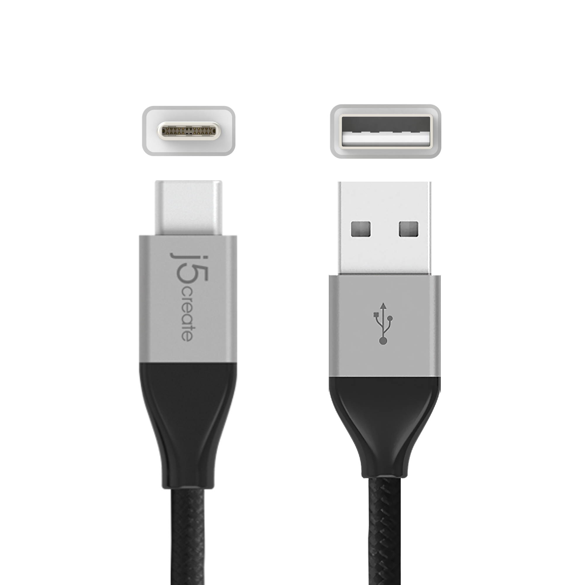 j5create USB2.0 Type-C&trade; to Type-A Cable, Black (Pack of 2)